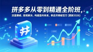 拼多多从零到精通全阶班，流量爆破、疑难解决，构建盈利体系，单店月销破百万(更新2026-知识创作