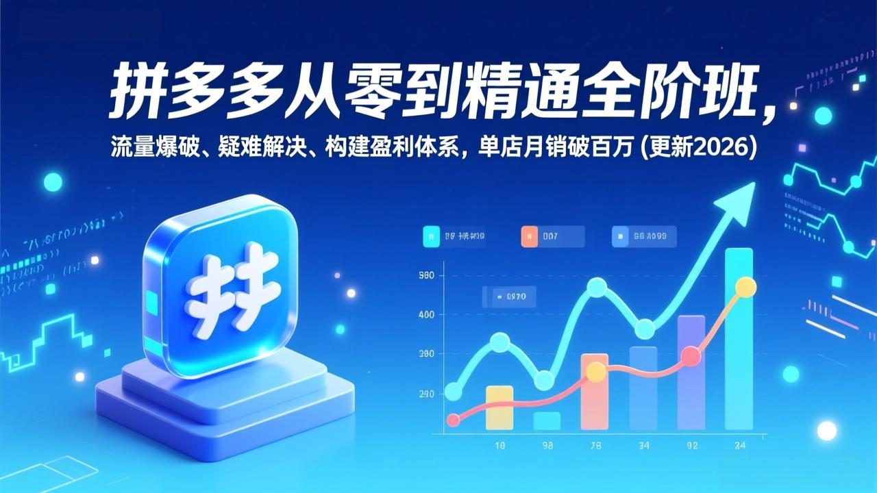 拼多多从零到精通全阶班，流量爆破、疑难解决，构建盈利体系，单店月销破百万(更新2026-知识创作