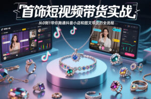 首饰短视频带货实战，从0到1带你跑通抖音小店和图文带货的全流程-知识创作