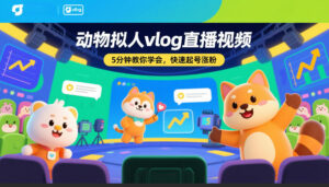 动物拟人vlog直播视频，5分钟教你学会，快速起号涨粉-知识创作
