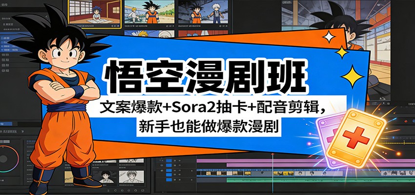 悟空漫剧班：文案爆款+Sora2抽卡+配音剪辑，新手也能做爆款漫剧-知识创作