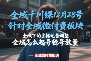 全域千川线下课12月28号，针对全域微付费板块，全域下的主播运营调整，全域怎么起号稳号放量-知识创作