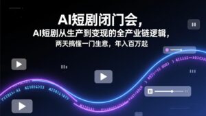 AI短剧闭门会，AI短剧从生产到变现的全产业链逻辑，两天搞懂一门生意，年入百万起-知识创作