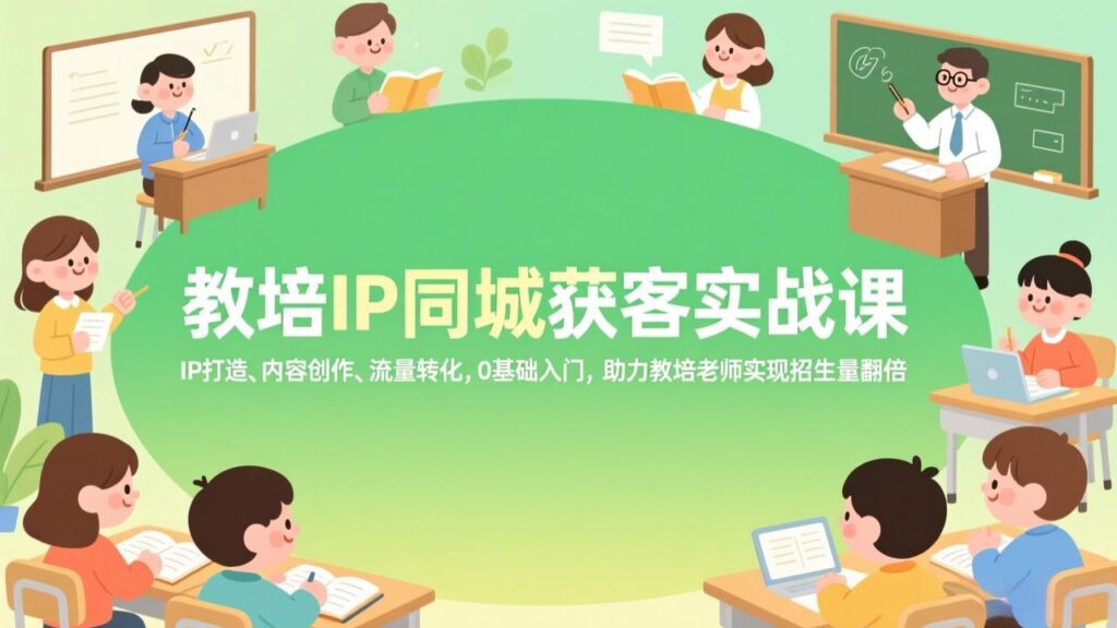 教培IP同城获客实战课，IP打造、内容创作、流量转化，0基础入门，助力教培老师实现招生量翻倍-知识创作