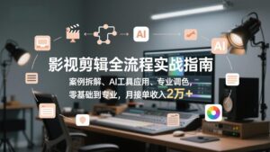 影视剪辑全流程实战指南，案例拆解、AI工具应用、专业调色，零基础到专业，月接单收入2万+-知识创作