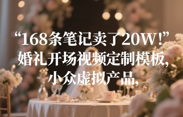 168条笔记卖了20W！婚礼开场视频定制模板，小众虚拟产品-知识创作