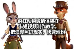 疯狂动物城情侣装打卡短视频制作教学，把浪漫照进现实，快速涨粉-知识创作