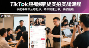 TikTok短视频带货实拍实战课程，手把手带你从零起步，助你快速出单，突破瓶颈-知识创作