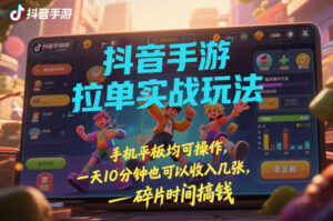 抖音手游拉单实战玩法，手机平板均可操作，一天10分钟也可以收入几张，碎片时间搞钱【揭秘】-知识创作