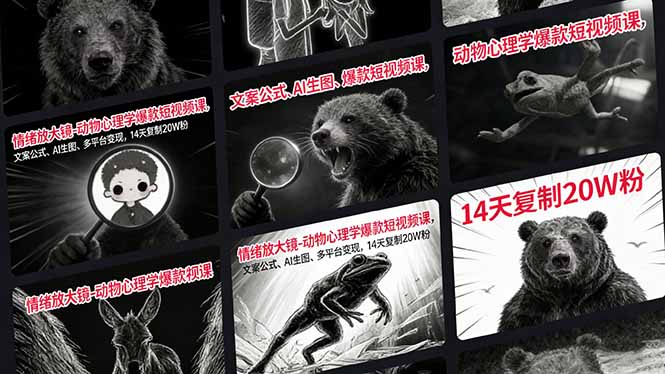 情绪放大镜-动物心理学爆款短视频课，文案公式、AI生图、多平台变现，14天复制20W粉-知识创作
