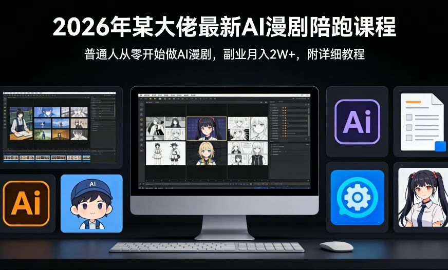 26年某大佬最新Ai漫剧陪跑课程，普通人从零开始做AI漫剧，副业月入2W+-知识创作