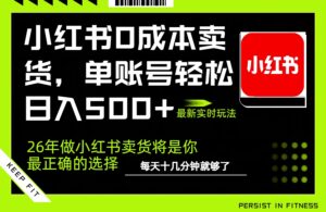 小红书0成本AI卖货，单账号轻松日入500+，完全托管AI，可矩阵放大-知识创作