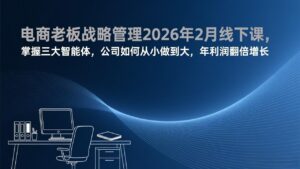 电商老板战略管理2026年2月线下课，掌握三大智能体，公司如何从小做到大，年利润翻倍增长-知识创作
