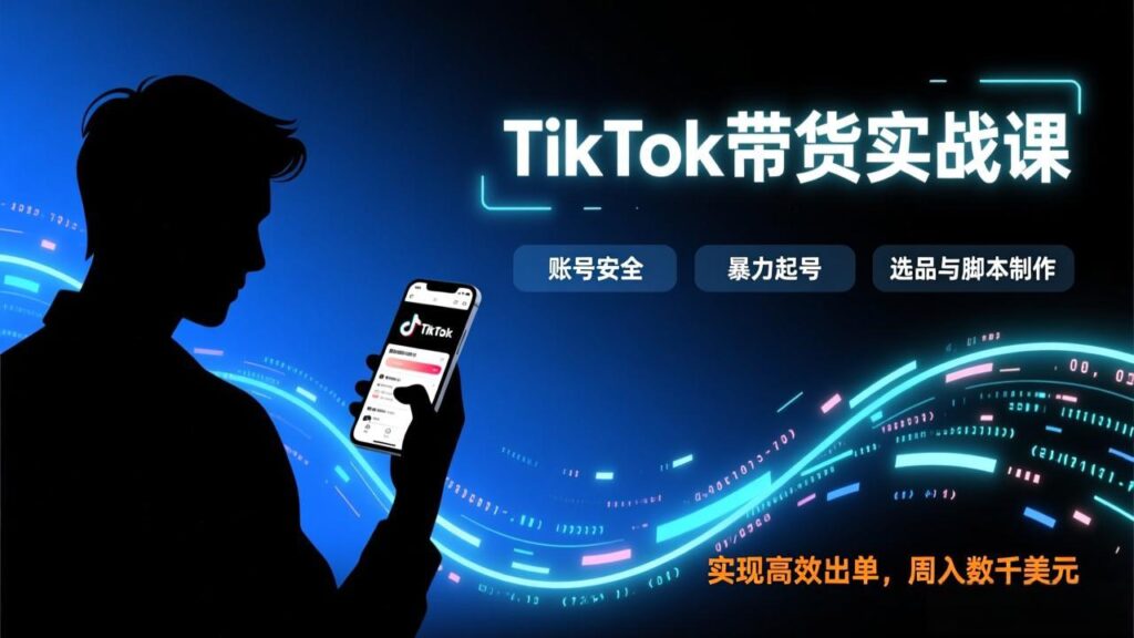 TikTok带货实战课，涵盖账号安全、暴力起号、选品与脚本制作，实现高效出单，周入数千美元-知识创作