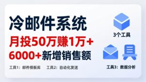 月投 50 刀赚 1 万 +！冷邮件系统：6000 + 新增销售额，靠 3 个工具轻松搞-知识创作