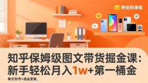 知乎保姆级图文带货掘金课：账号打造+爆文创作+选品变现，新手轻松月入1w+第一桶金-知识创作