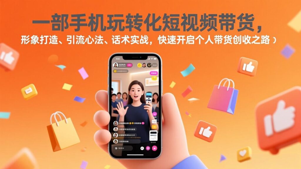 一部手机玩转化短视频带货，形象打造、引流心法、话术实战，快速开启个人带货创收之路-知识创作