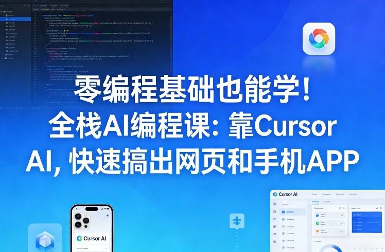 零编程基础也能学！全栈AI编程课：靠Cursor AI，快速搞出网页和手机APP-知识创作
