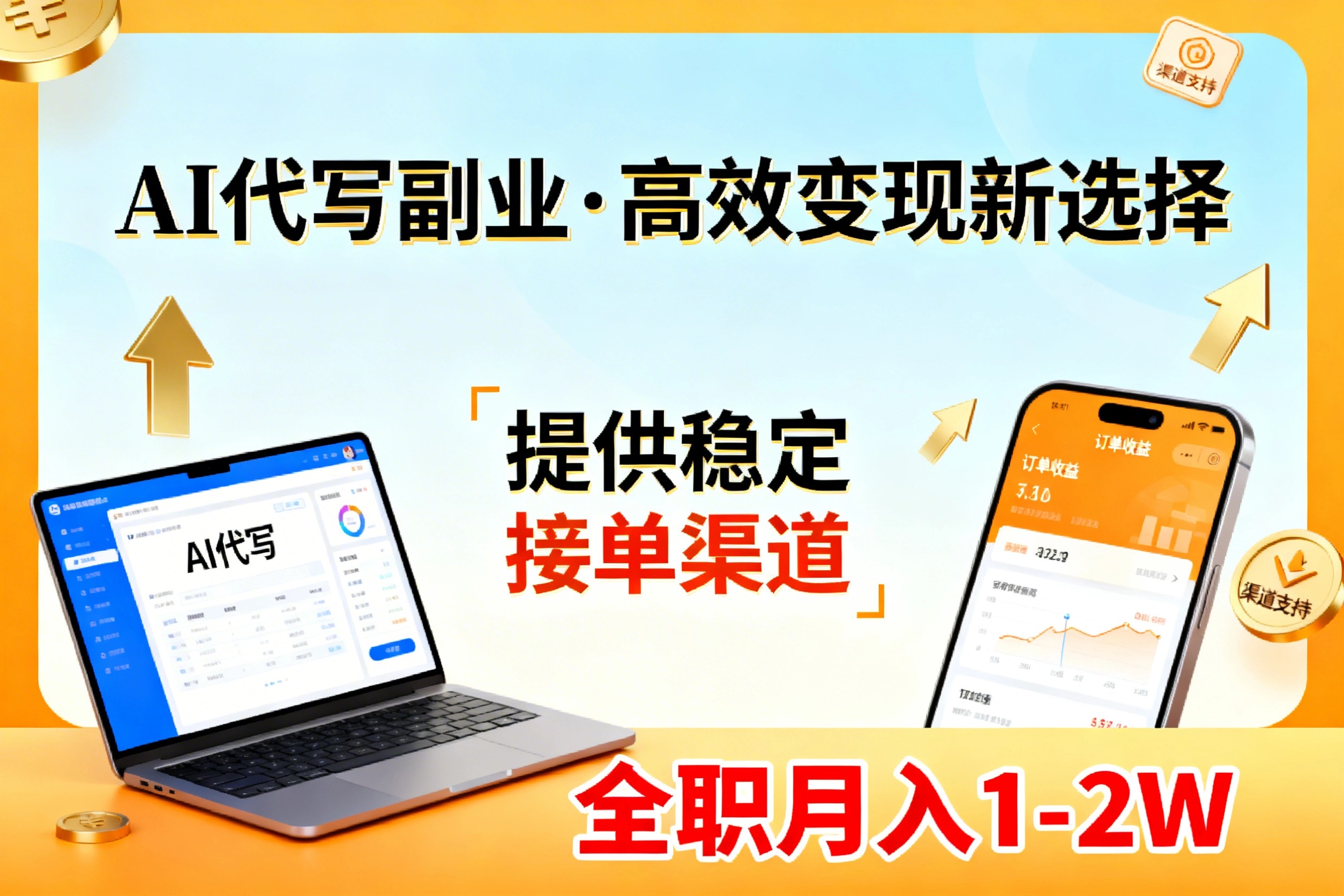 AI代写副业，高效变现，提供渠道，永不失业副业兼职 全职月入1-2W【SOP手册】-知识创作