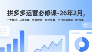 拼多多运营必修课-26年2月，十大模块、从零到精、全景教学，系统筑基，小白也能稳定日出百单-知识创作