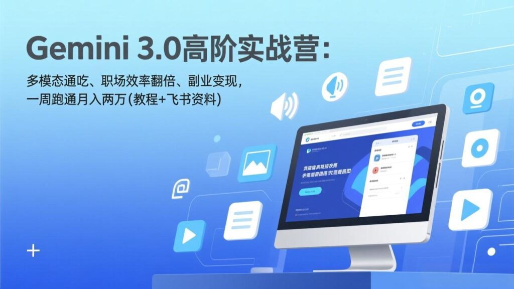 Gemini 3.0高阶实战营：多模态通吃、职场效率翻倍、副业变现，一周跑通月入两万(教程+飞书资料-知识创作