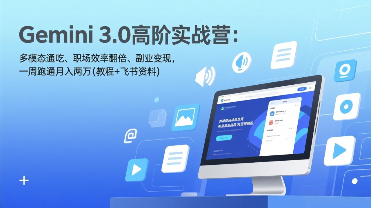 Gemini 3.0高阶实战营：多模态通吃、职场效率翻倍、副业变现，一周跑通月入两万(教程+飞书资料-知识创作