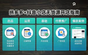拼多多+抖音小店无货源开店，包括：选品、运营、基础、付费推广、爆款案例等(更新26年2月)-知识创作