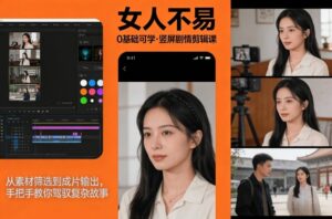 0基础可学！《女人不易》竖屏剧情剪辑课，从素材筛选到成片输出，手把手教你驾驭复杂故事-知识创作