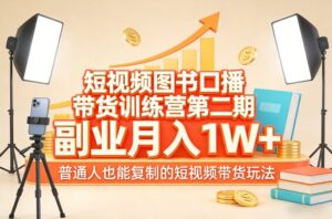 短视频图书口播带货训练营第二期，副业月入1W＋，普通人也能复制的短视频带货玩法-知识创作