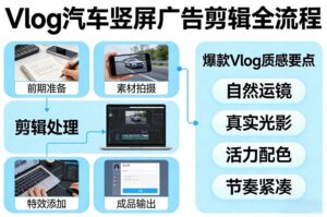 Vlog感觉汽车竖屏广告剪辑脚本全流程，拿捏爆款Vlog质感-知识创作