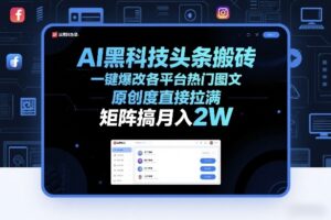 AI黑科技头条搬砖，一键爆改各平台热门图文，原创度直接拉满，矩阵搞月入2W+【揭秘】-知识创作