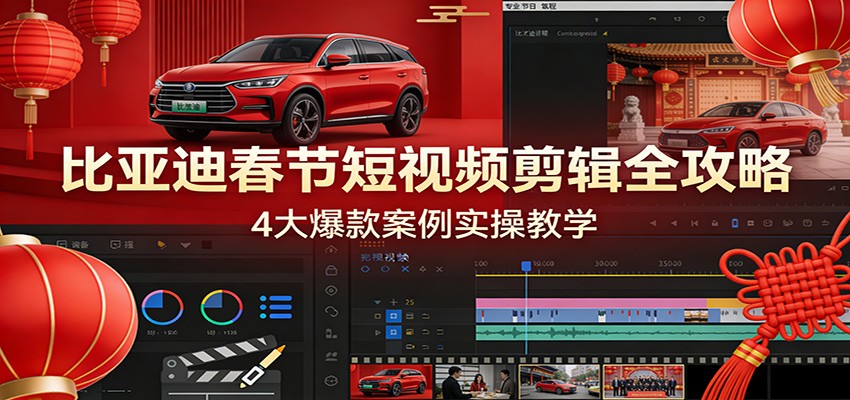 比亚迪春节短视频剪辑全攻略，4大爆款案例实操教学-知识创作