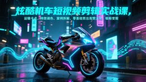 炫酷机车短视频剪辑实战课，运镜卡点、特效调色、案例拆解，零基础剪出高赞大片，吸粉变现-知识创作