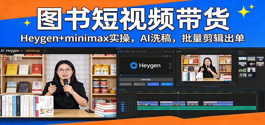 图书短视频带货：Heygen+minimax实操，AI洗稿 ，批量剪辑出单-知识创作