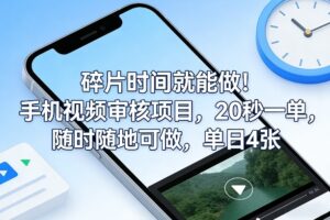 碎片时间就能做！手机视频审核项目，20秒一单，随时随地可做，单日4张+【揭秘】-知识创作