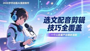 2026字字动画AI漫剧制作-1期，选文配音剪辑技巧全覆盖，一个人就能批量产出爆款漫剧-知识创作