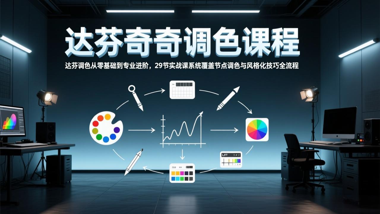 达芬奇调色从零基础到专业进阶，29节实战课系统覆盖节点调色与风格化技巧全流程-知识创作