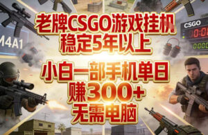 老牌CSGO游戏挂G，稳定5年以上，小白一部手机单日賺3张+，无需电脑【揭秘】-知识创作