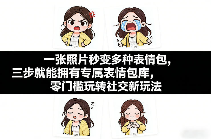 一张照片秒变多种表情包，三步就能拥有专属表情包库，零门槛玩转社交新玩法【文档】-知识创作
