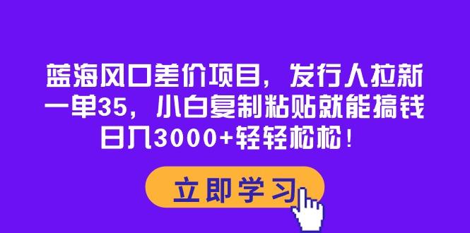 蓝海风口差价项目，发行人拉新，一单35，小白复制粘贴就能搞钱！日入30…-知识创作