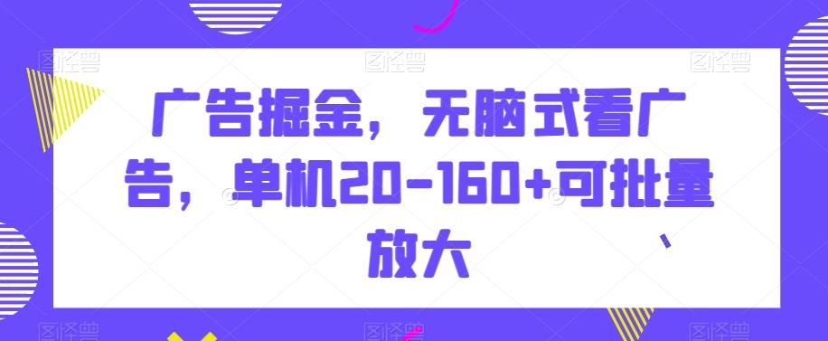广告掘金，无脑式看广告，单机20-160+可批量放大【揭秘】-知识创作