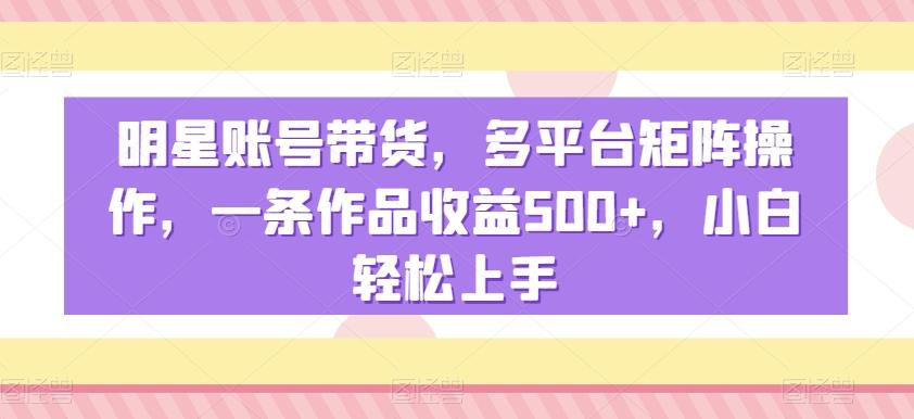 明星账号带货，多平台矩阵操作，一条作品收益500+，小白轻松上手【揭秘】-知识创作