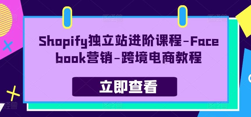 Shopify独立站进阶课程-Facebook营销-跨境电商教程-知识创作