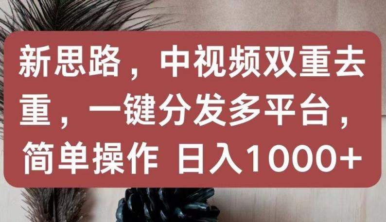 新思路，中视频双重去重，一键分发多平台，简单操作，日入1000+【揭秘】-知识创作