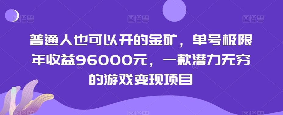 普通人也可以开的金矿，单号极限年收益96000元，一款潜力无穷的游戏变现项目【揭秘】-知识创作