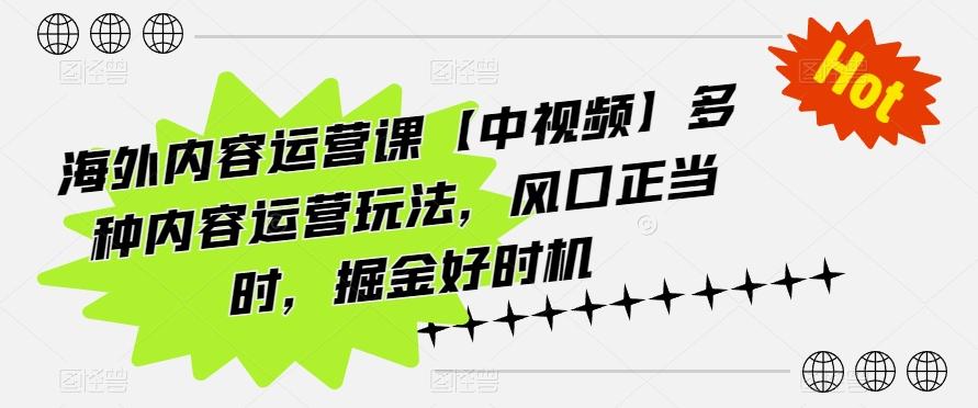 海外内容运营课【中视频】多种内容运营玩法，风口正当时，掘金好时机-知识创作