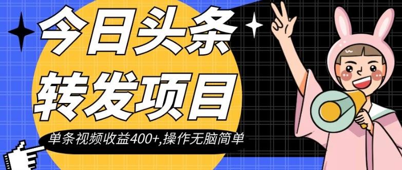 今日头条转发项目，单条视频收益400+,操作无脑简单【揭秘】-知识创作
