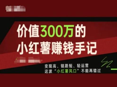 价值300万的小红书赚钱手记，变现高、链路短、轻运营，这波“小红薯风口”不能再错过-知识创作