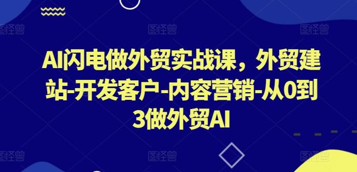 AI闪电做外贸实战课，​外贸建站-开发客户-内容营销-从0到3做外贸AI-知识创作