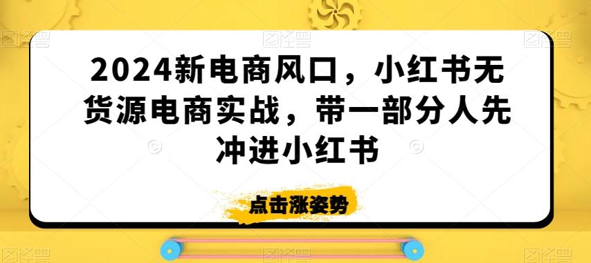 2024新电商风口，小红书无货源电商实战，带一部分人先冲进小红书-知识创作